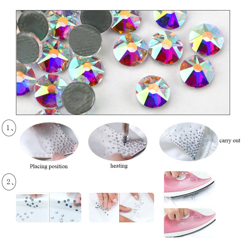 New Cut Facets 8 big 8 small hot back SS10-SS40 Crystal AB Iron On Rhinestone Hot Fix Rhinestones for Clothing Strass