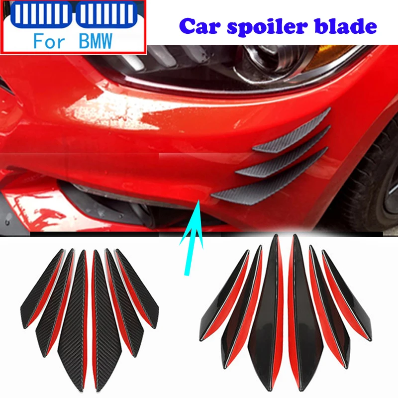 

6PCS 6D Carbon Car Bumper Spoiler Blade Style Lip For Bmw E90 E39 E46 E91 F30 G20 E60 F11 F10 F07 G30 E53 Series 1 2 4 6 3 5 7 8