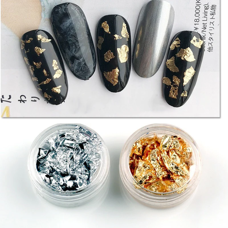 Nail Art Colorful Glitter Aluminum Foils 3D Flake Sticker UV Gel Polish Full Cover Laser DIY Nail Decoration Tools Nail Supplies