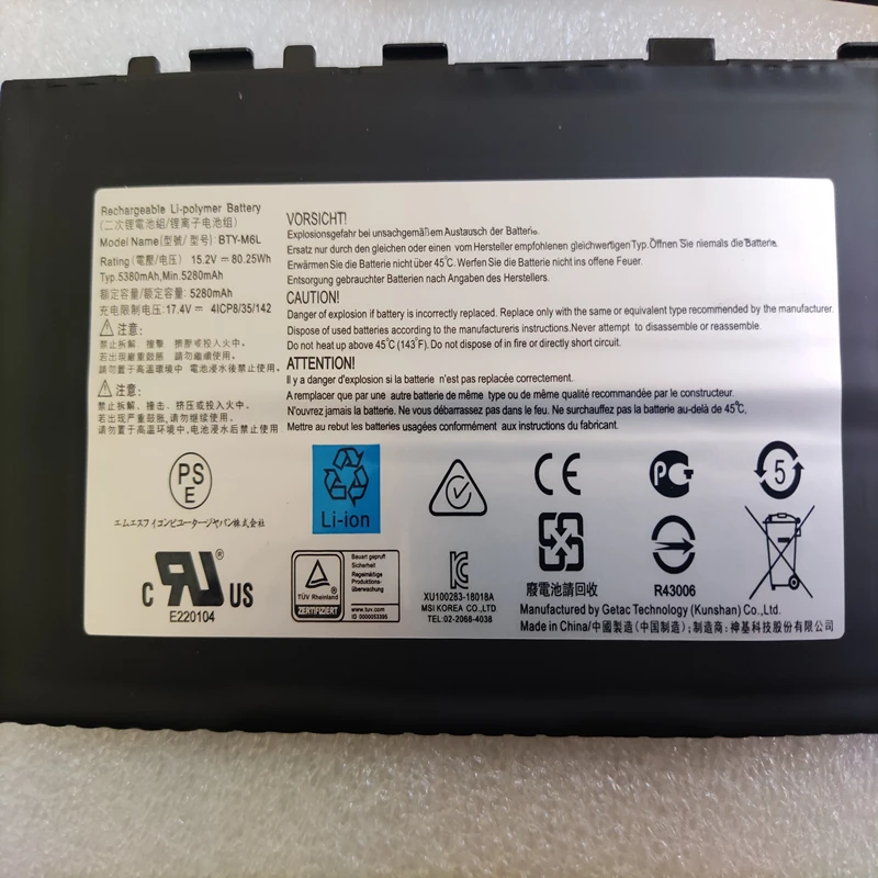 BTY-M6L MS-16Q3 16Q4 Battery For MSI PS42 P63 GS60 PS63 GS65 WS65 P65 P75 WS75 GS75 6QE 8RF 8RE 8RB 8RC 8SE 8SF 8SG 9SD 9SE 9RE