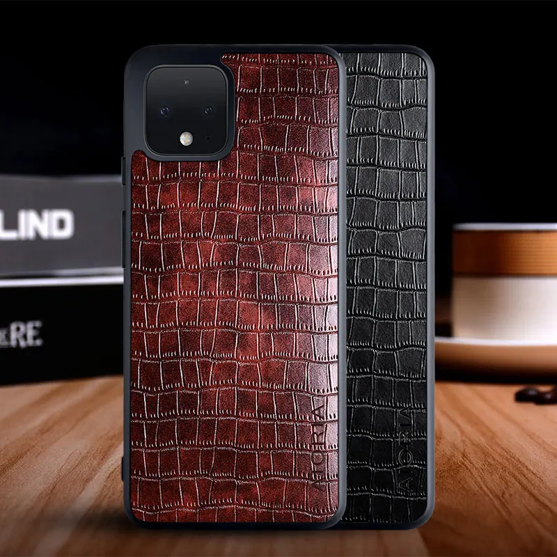 Funda para Google Pixel 4, funda de teléfono dura de TPU suave de cuero con patrón de cocodrilo de lujo para Google pixel 4