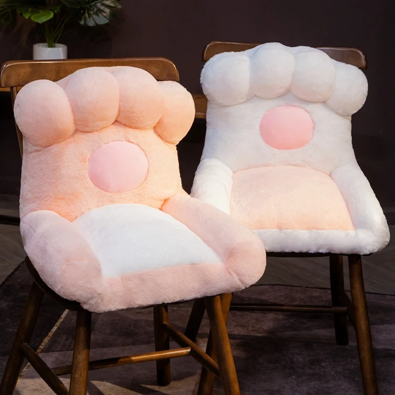 1PC 45CM Lovely Animal Plush Seat Cushion Stuffed Cat Paw Shaped Pillow Soft Crown Back Cushion Chair Pads Floor Home Decor Gift