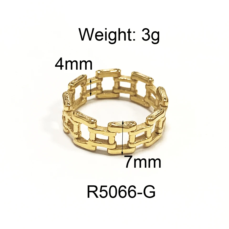 New High Quality Vintage Gold Silver Color Stainless Steel Rings Hollow Motorcycle Chain Rings For Women Punk Party Ring Jewelry