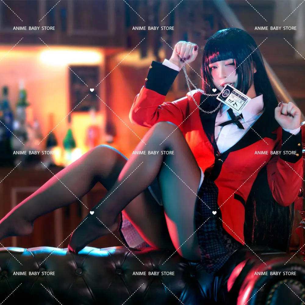 Anime cosplay kakegurui traje cosplay jabami yumeko cosplay para as mulheres casaco peruca sapatos traje de halloween para o carnaval feminino