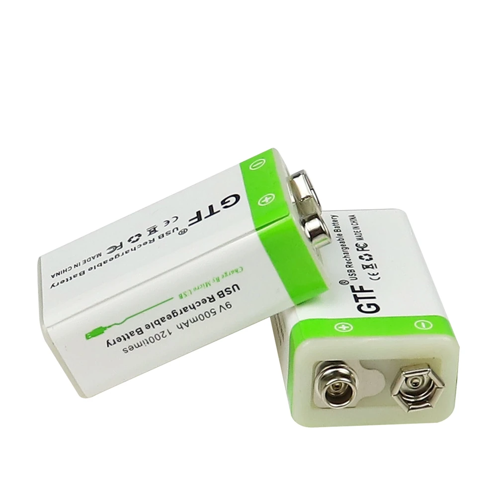 GTF 9V 500mAh litowo akumulator na USB 9V litowo-jonowy kwadratowy akumulator do zabawki pilot KTV multimetr mikrofon