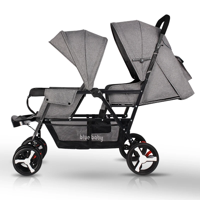 

Portable Twin Baby Stroller Folding Double Stroller Can Sit Lying Lightweight Newborn Pram Kids Mutiple Stroller Travel System