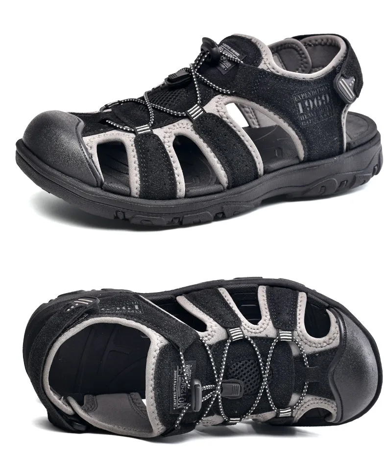 Lässige Herren-Outdoor-Sandalen, Sommer, atmungsaktiv, flache Sohle, Strandschuhe, bequem, weich, zum Gehen, Wandern, sportliche Herrenschuhe 2020 – Detail 24
