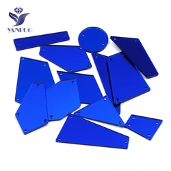 YANRUO Blue Rhinestones Acrylic Sew On Mirror 30Pcs DIY Crafts Flatback Strass Crystal Sewn Stones For Dress Needlework