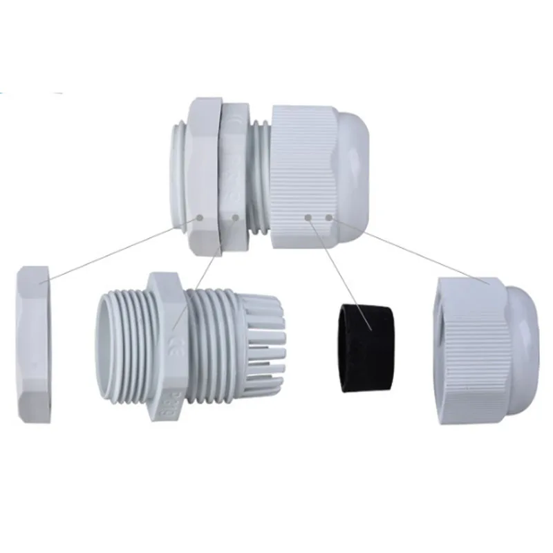 Cable impermeable glándula IP68 entrada de cables 10 Uds. PG7 para 3-6,5mm PG9 PG11 PG13.5 PG16 PG19 PG21 conector de Cable de plástico de nailon