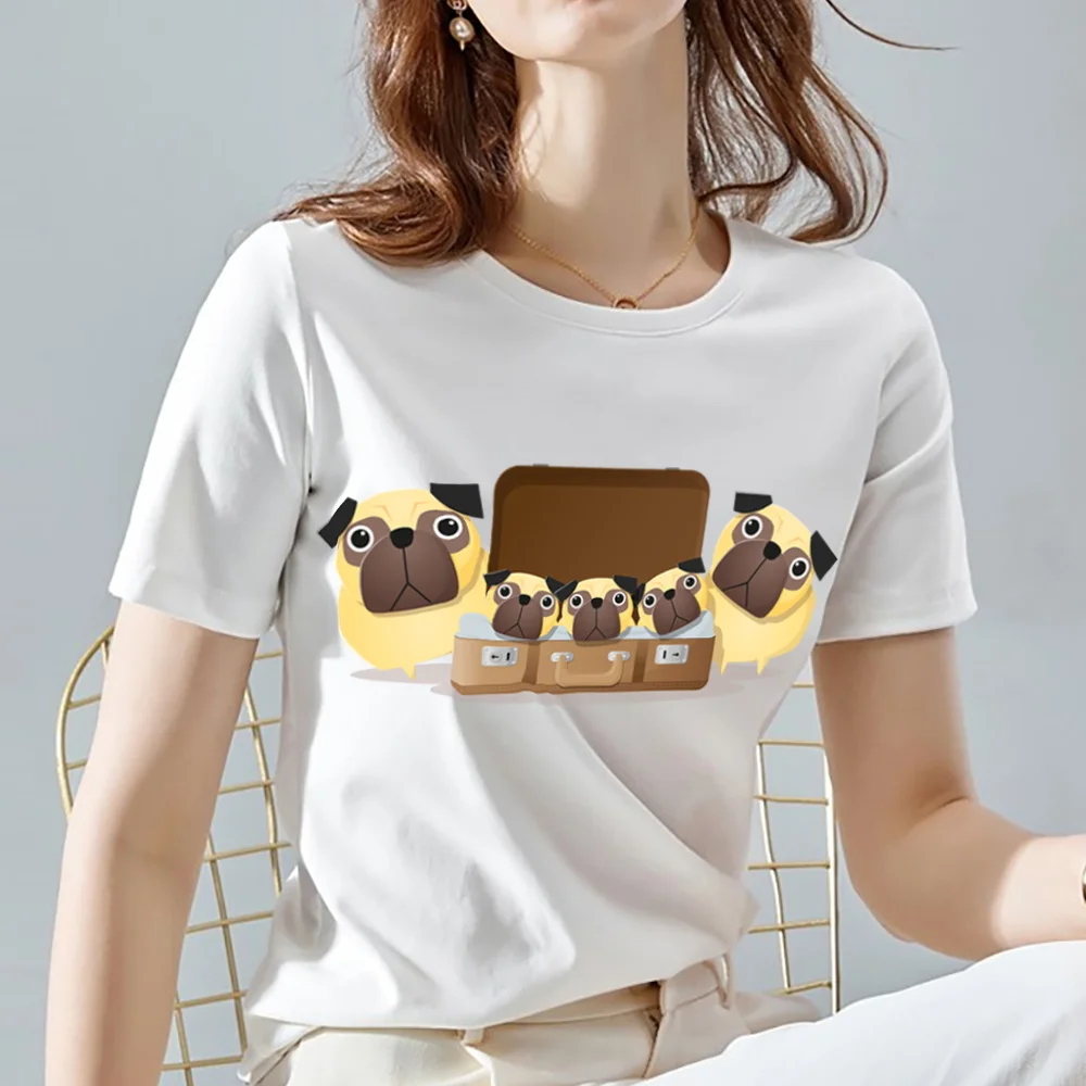 

White All-match Women Tshirts Cute Animal Pattern Series Female Tops Classic O-neck Ladies Commuter Short Sleeve Tee Clothes