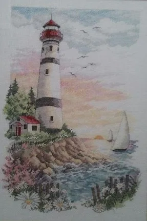 Lovely Counted Cross Stitch Kit, Dawn of a New Day, Lighthouse, Beacon, DIY, Top WY, 35068