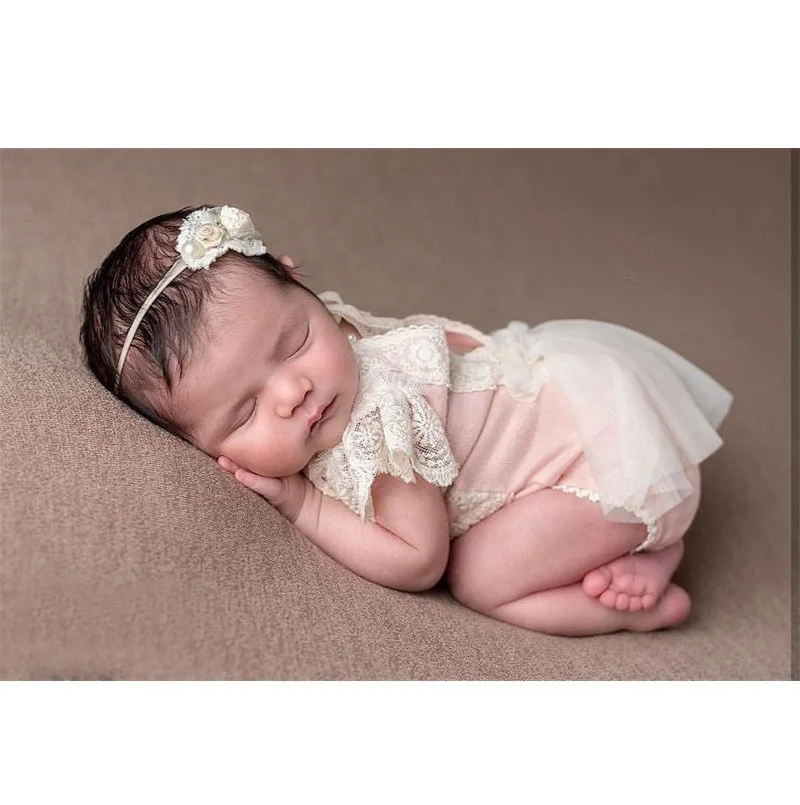 Accessoires de photographie pour nouveau-né, tenue de fille, ensemble de chapeau, barboteuse de studio photo pour bébé, costume de séance photo pour