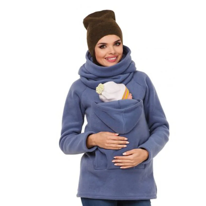 Ropa de maternidad con bolsillo de canguro para madres lactantes, sudadera con capucha para mujeres embarazadas, suéter de lactancia de cuello alto,