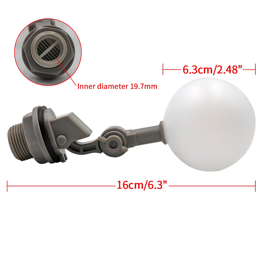 Mini Plastic Float Valve DN15 1/2'' DN20 3/4'' Inch Arrival Adjustable Aquarium Reverse Osmosis System Float Ball for Water Bowl