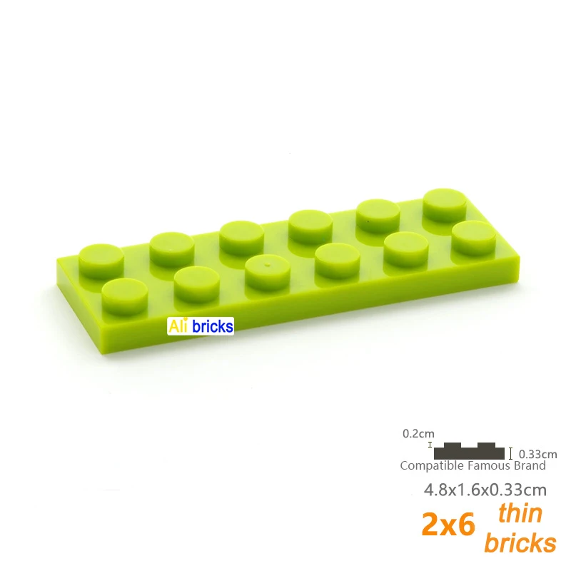 10pcs/lot DIY Blocks Building Bricks Thin 2X6 Educational Assemblage Construction Toys for Children Size Compatible With Brand