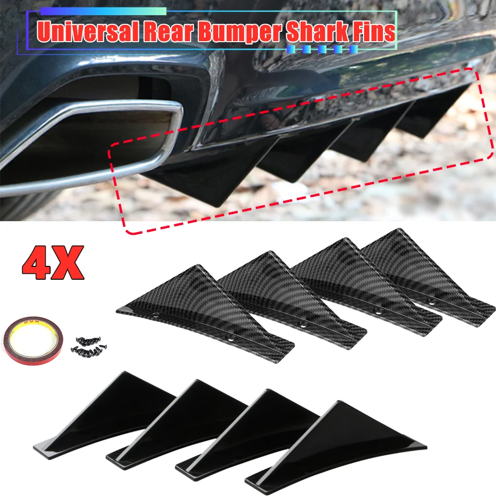 

4Pcs Universal Car Rear Bumper Lip Diffuser Shark Fins Spoiler For BMW For Audi For Volkswagen For Honda For Ford Car-Styling