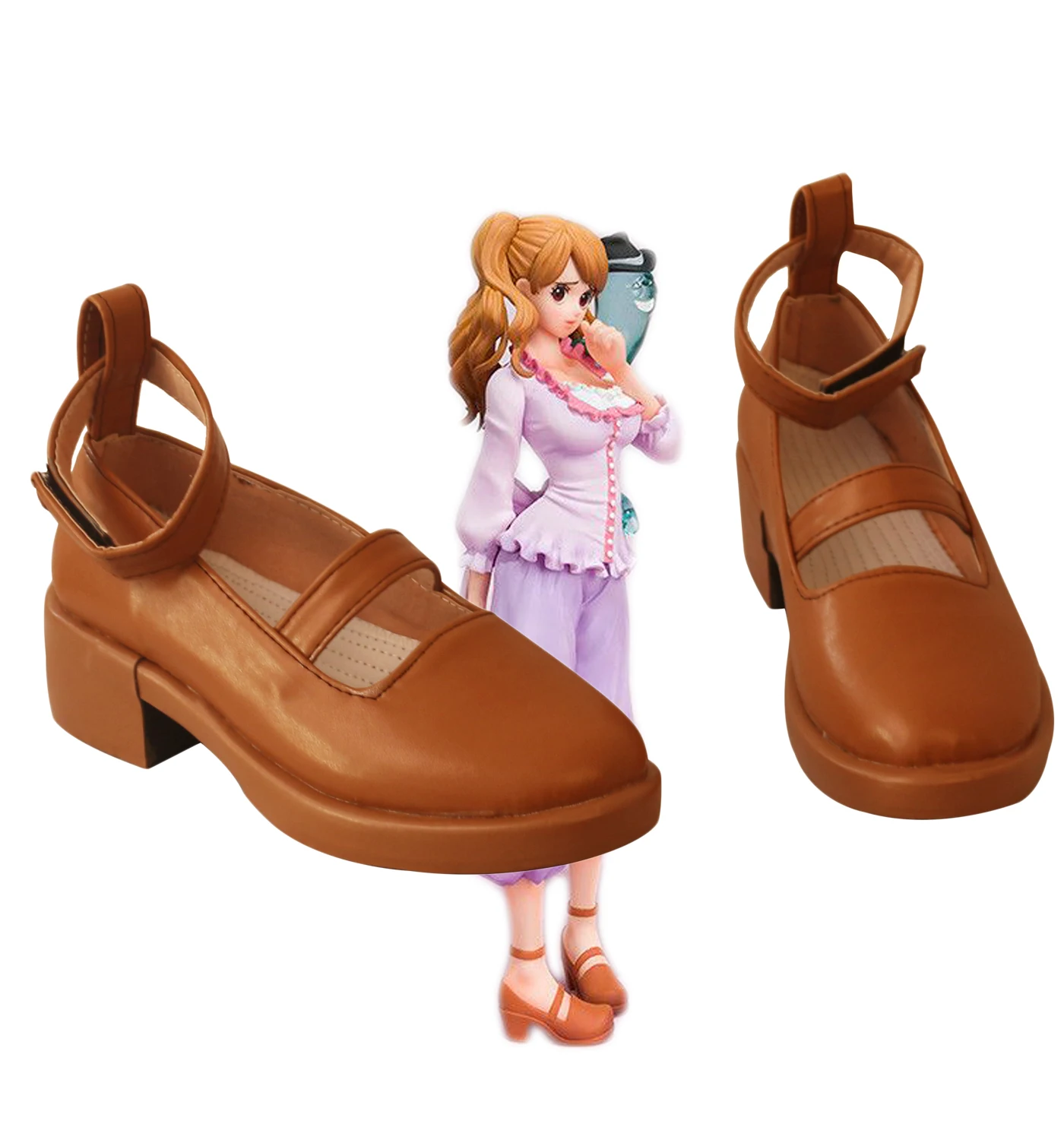 Charlotte Shoes Cosplay Anime One Piece Charlotte Cosplay Boots Brown Sandals Custom Made