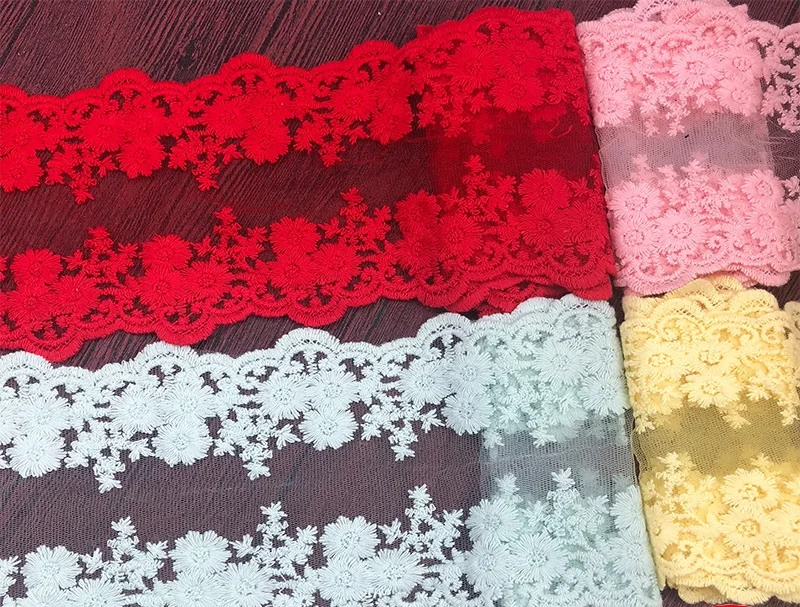 3 Yards/Mesh cotton thread embroidery lace 13cm DIY clothing accessories decorative fabric materials lace ribbon