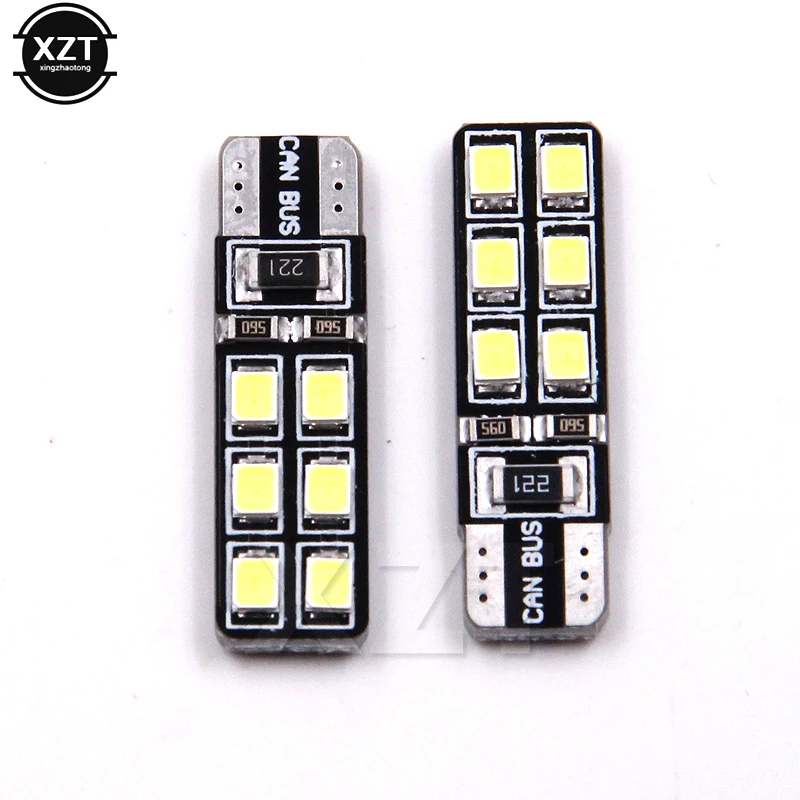 

T10 W5W Car LED Bulbs 12 SMD CANBUS ERRO FREE 194 168 2835 Turn Signal Lamp White Blue Ice Blue Reading Lights