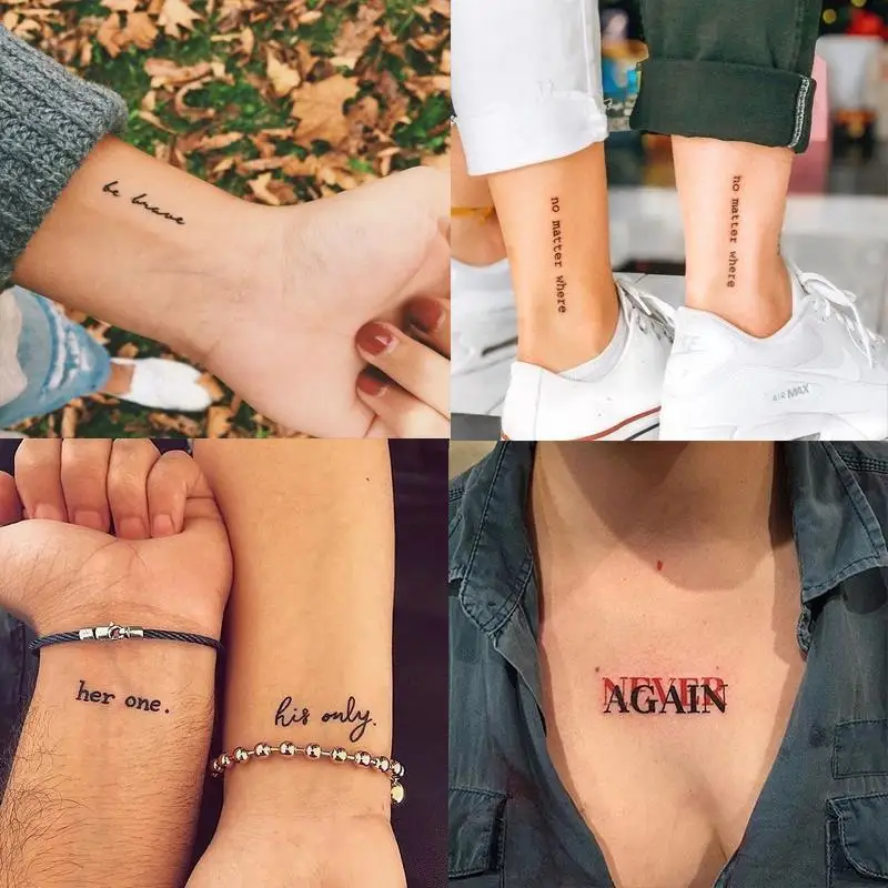 Tatouages Temporaires Imperméables Avec Lettres Anglaises - Autocollants 'I Need' Et Autres