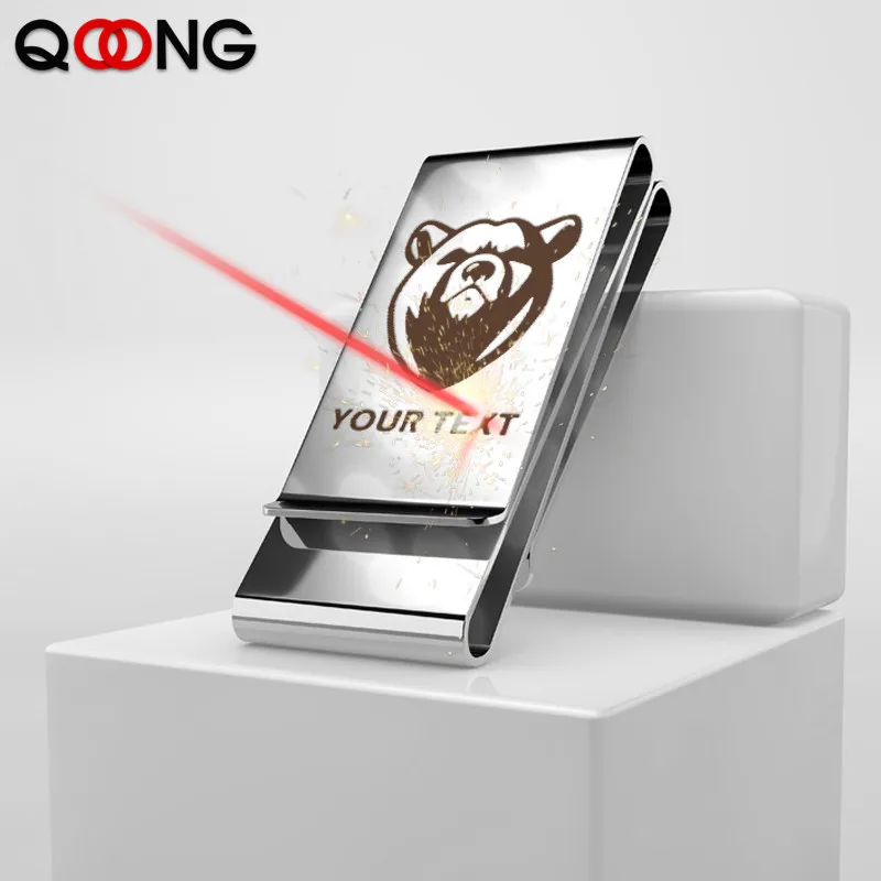 QOONG Stainless Steel Slim Third Sided Men Women Metal Money Clip Wallet Credit Card Money Holder Bill Steel Clip Clamp ML1-005