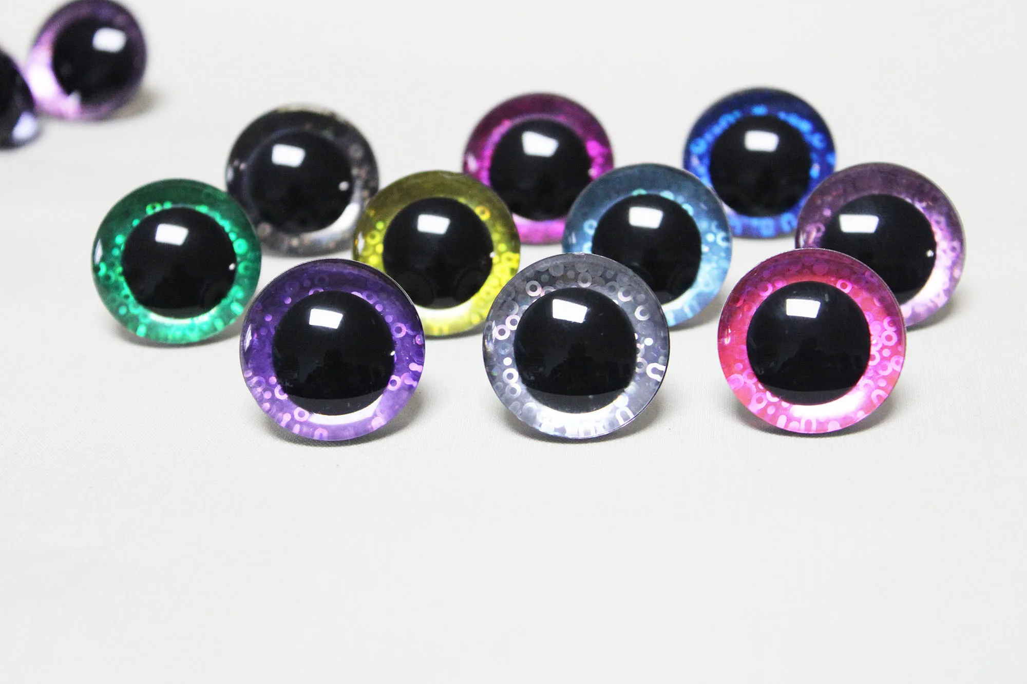 Masckaszem Augen Neuer Stil 20 Stück Niedliche 25mm Klare Asymmetrische 3D Komische Runde Glitzer-Spielzeugaugen mit Hartem Unterlegscheiben – Detail 38