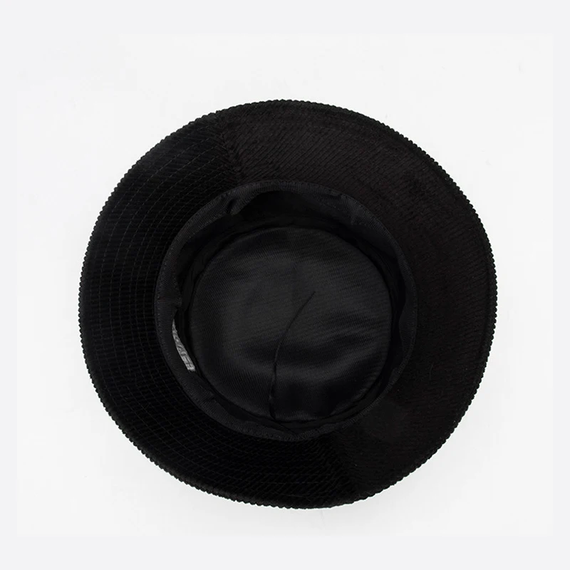 Solid Corduroy Bucket Hats Autumn Winter Embroidery Unisex Bob Folding Thicker Caps Hip Hop Gorros Men Women Panama Bucket Cap