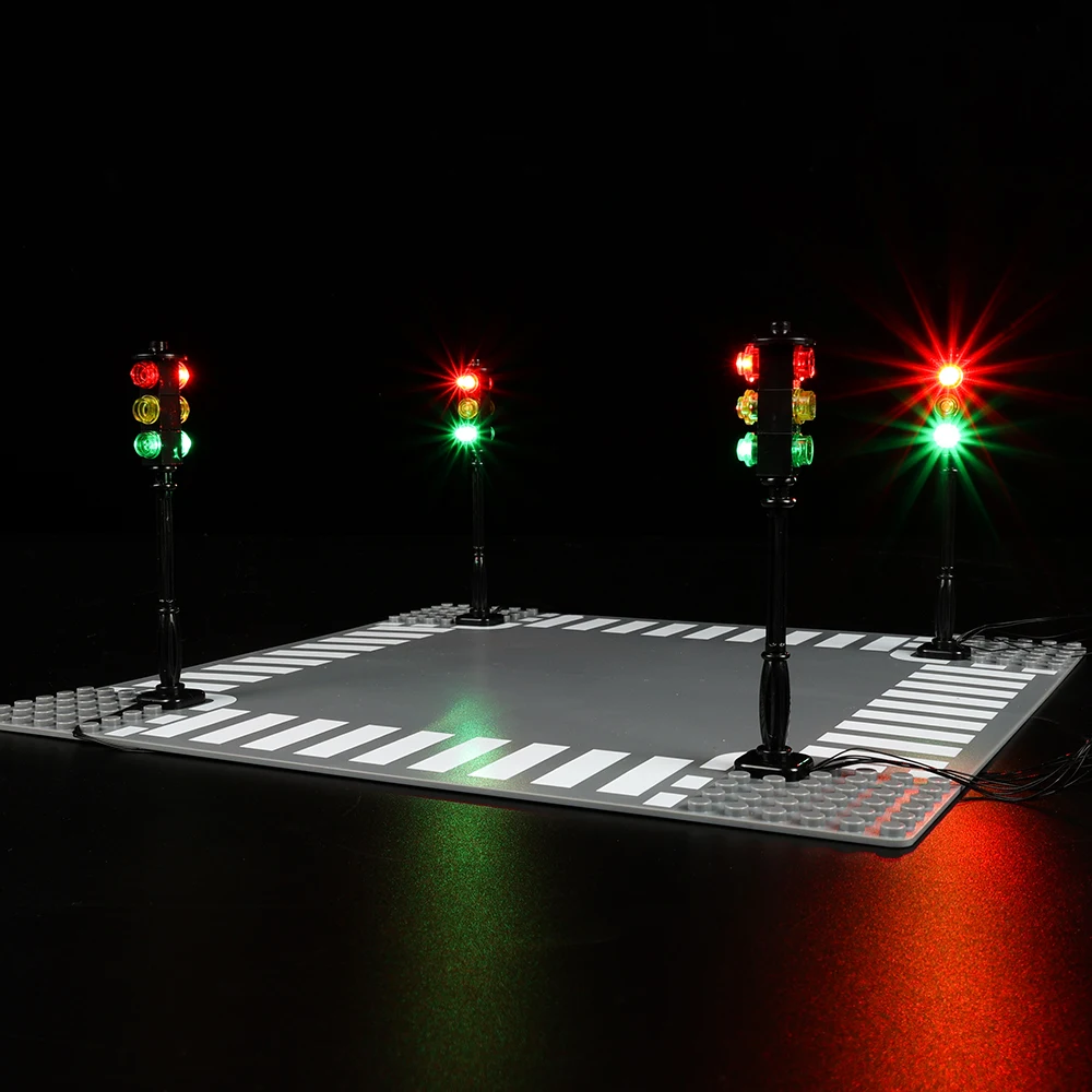 EASYLITE LED Street Traffic Signal Light For City Series Bricks Block Set Model