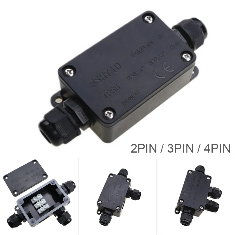 IP66 Waterproof  Connector 2/3/4 Way 4-8mm Electrical Distribution Junction Box for Outdoor LED Strip Landscape Path Lighting