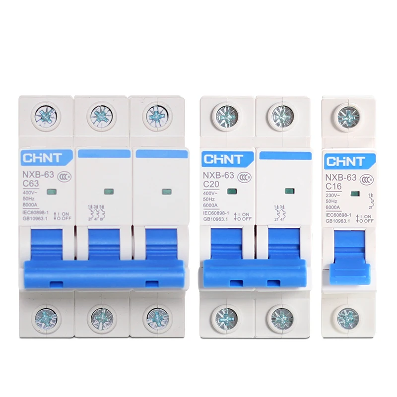 CHINT NXB-63 DZ30 DZ40 EPN DPN TPN 1P 2P 3P 4P AC 230/400V Circuit Breaker DIN Rail Mounting Miniature Household Air Switch