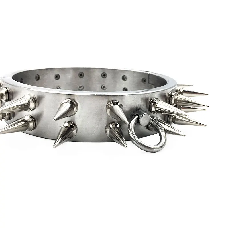 Heavy Stainless Steel Neck Collar Thorn Adult Game Slave Restraint Bondage BDSM Sex Toys For Men Women Fetish 2 Row Spike