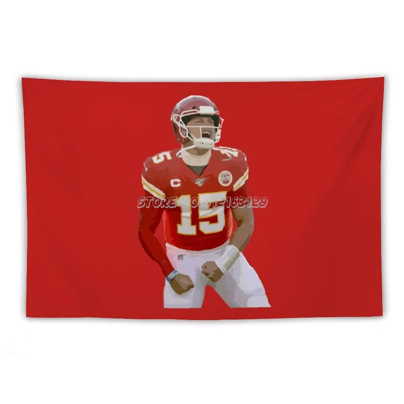 Patrick Mahomes Tapestry Wall Hanging Background Wall Covering Home Bedroom Decor Wall Tapestry Chiefs Kc Kfc Mahomes Goat Red F