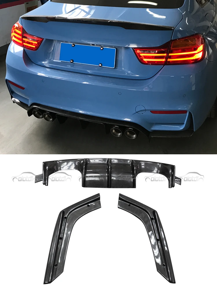 V Style Carbon Rear Bumper Lip Shark Fin Spoiler Diffuser Protector for BMW F80 M3 F82 F83 M4 Body Kits