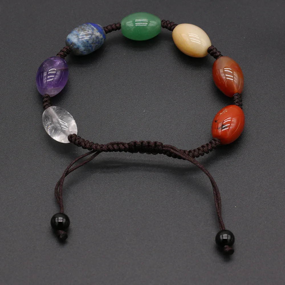 New Natural 7 Chakra Reiki Heal Stone Women Semi-precious Stones Bracelets Birthday Party Gifts Size 10x14mm