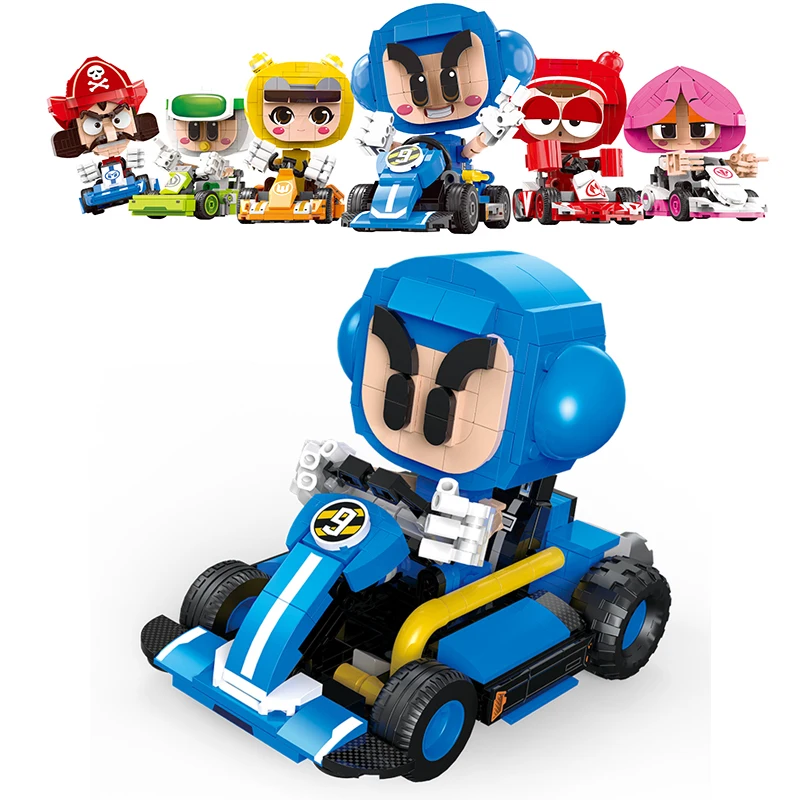 

Kart Racing Series Bricks Toys Big Head Dolls Preserved Eggs Novice Practice Cars Building Blocks Mini Model Kit MOC