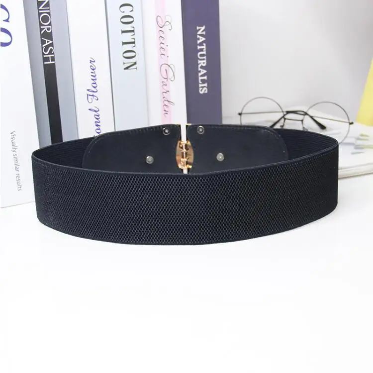 Belts Female Skirt Elastic Waistband Women Fashion Wide Stretch Metal Buckle Waist Seal Brown Cummerbunds Party Dress Decorate