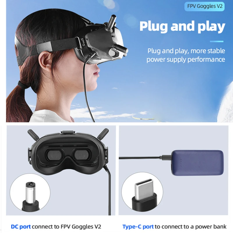 Für DJI FPV Brille V2 Lade Netzteil Kabel Ladung Connetor Linie für DJI FPV Combo RC Drone Gläser Zubehör