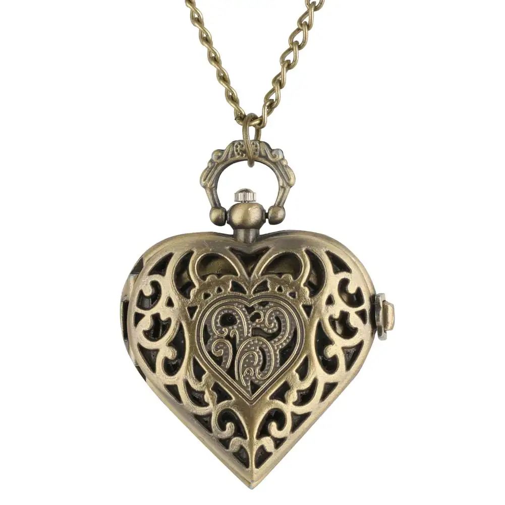 Orologio da tasca con cuore d'amore speciale orologio da donna con catena, collana con ciondolo al quarzo, orologio regalo di san valentino, orologio da taschino