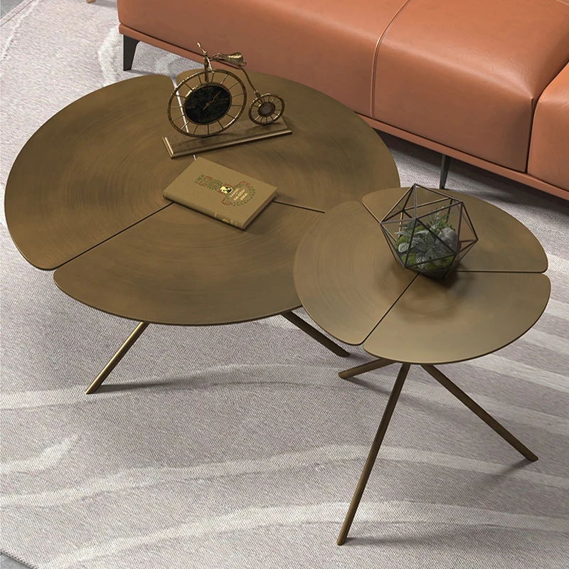 American style coffee table combination round side table Nordic Industrial Iron Antique Bronze living room furniture side table