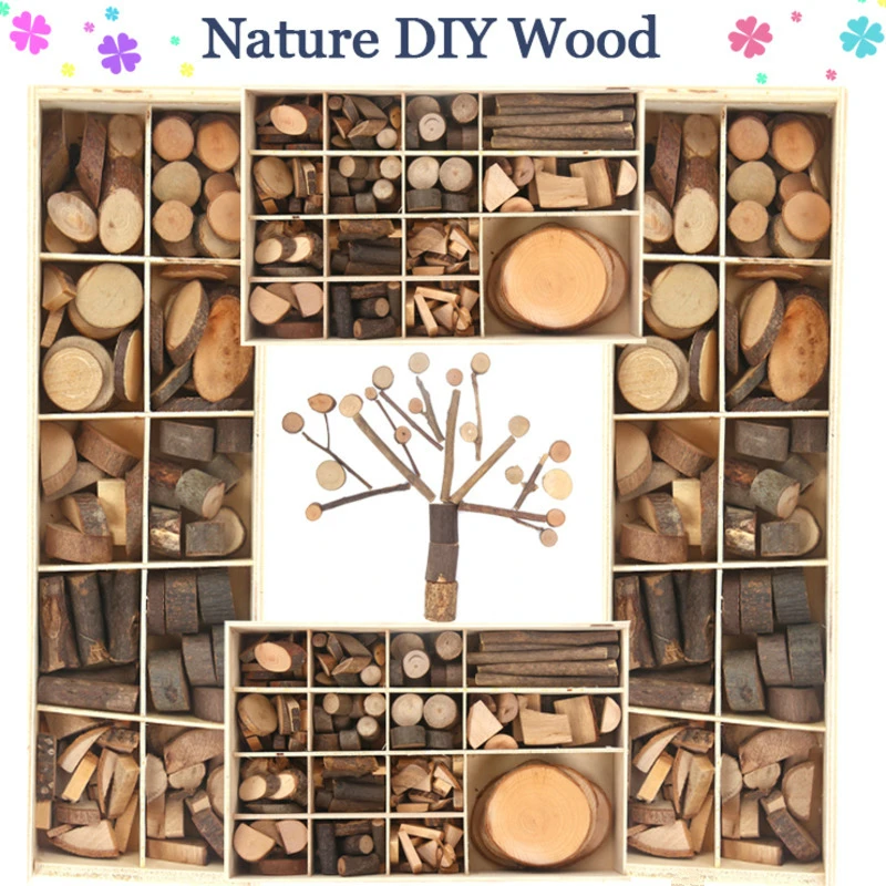 

Kids DIY Nature Wood Art & Craft Toys Creative Original Handmade Wooden Block Twig Drawing On Wood Educational Toys For Children