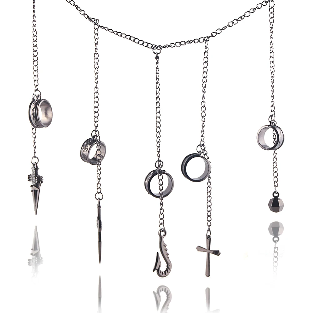 Anime Hunter x Hunter Kurapika Chain Rings Women Men Cosplay 1:1 Metal Pendant Clothing Accessories Jewelry Props