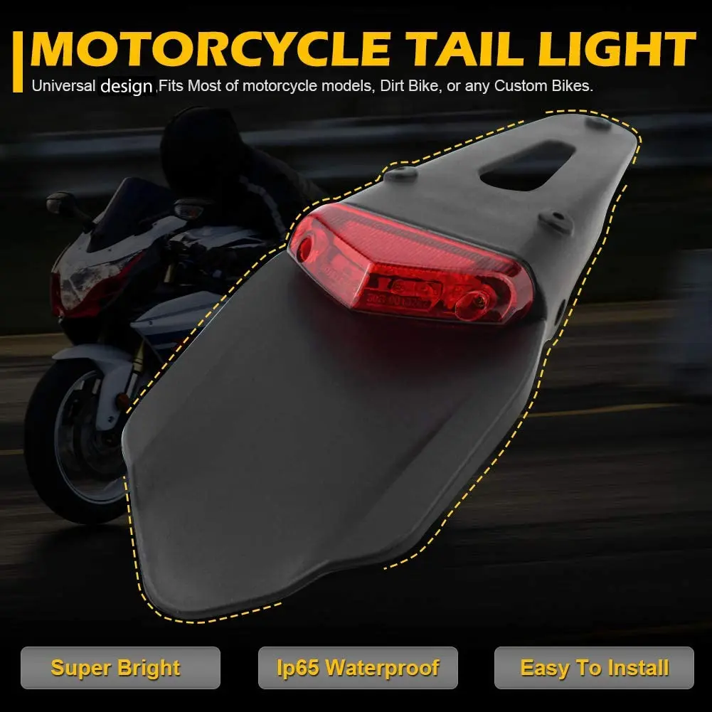 Motorcycle LED Tail Light Rear Fender Brake Stop 12V Motorbike License Plate Light For Honda Yamaha XT660R XT660X XT250 YZ250F