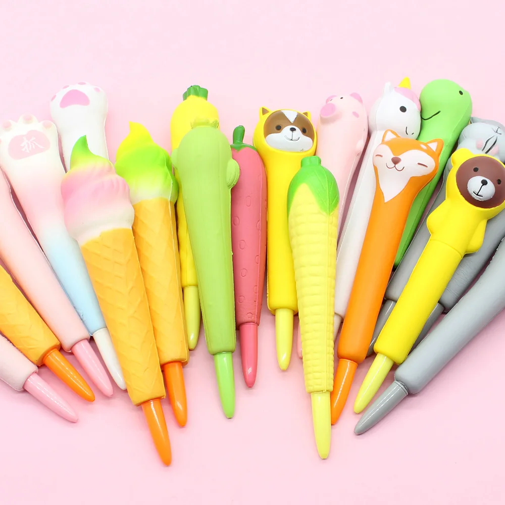 

Cartoon slow rebound Pu vent decompression pen soft students use kneading pen lovely neutral pen creative decompression pen