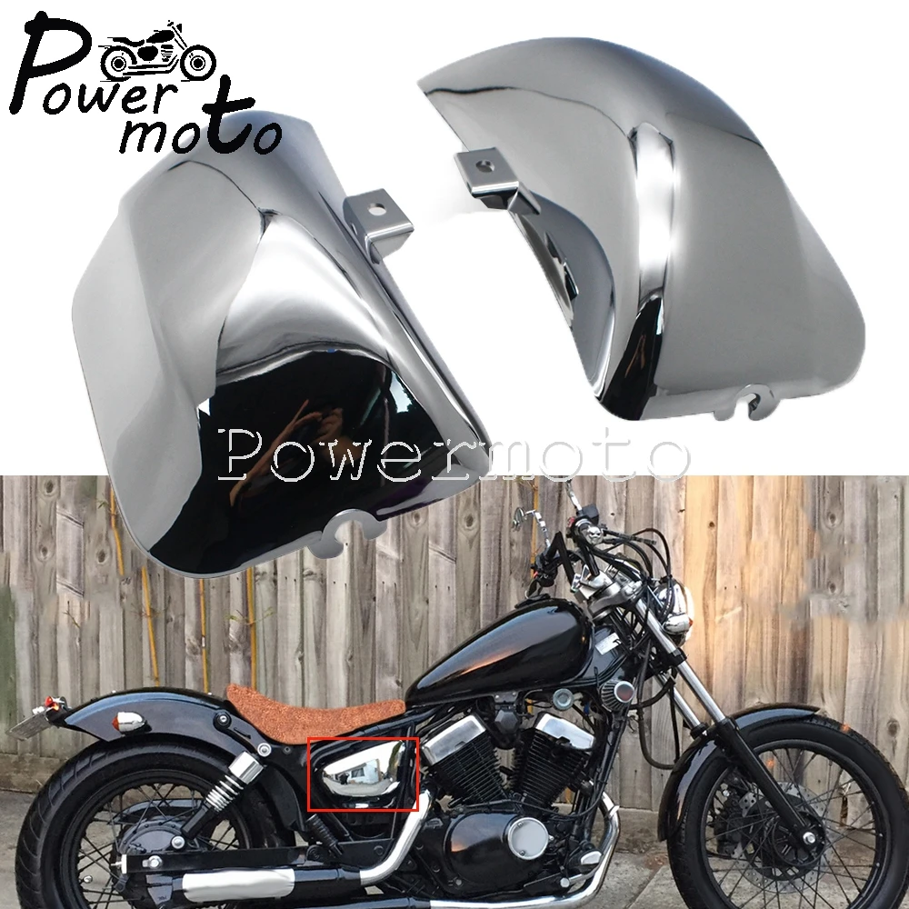 Chrome lewy i prawy plastik ABS części boczne Fairing pokrywa baterii ochrona dla Yamaha Virago XV535 XV400 XV 535 XV 400