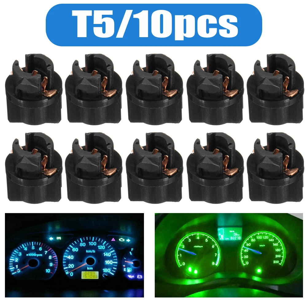 

10pcs T5 Bulbs Holder Wedge Instrument Dash Light Base Twist Socket Lock Instrument Panel Cluster Replacement Socket Universal