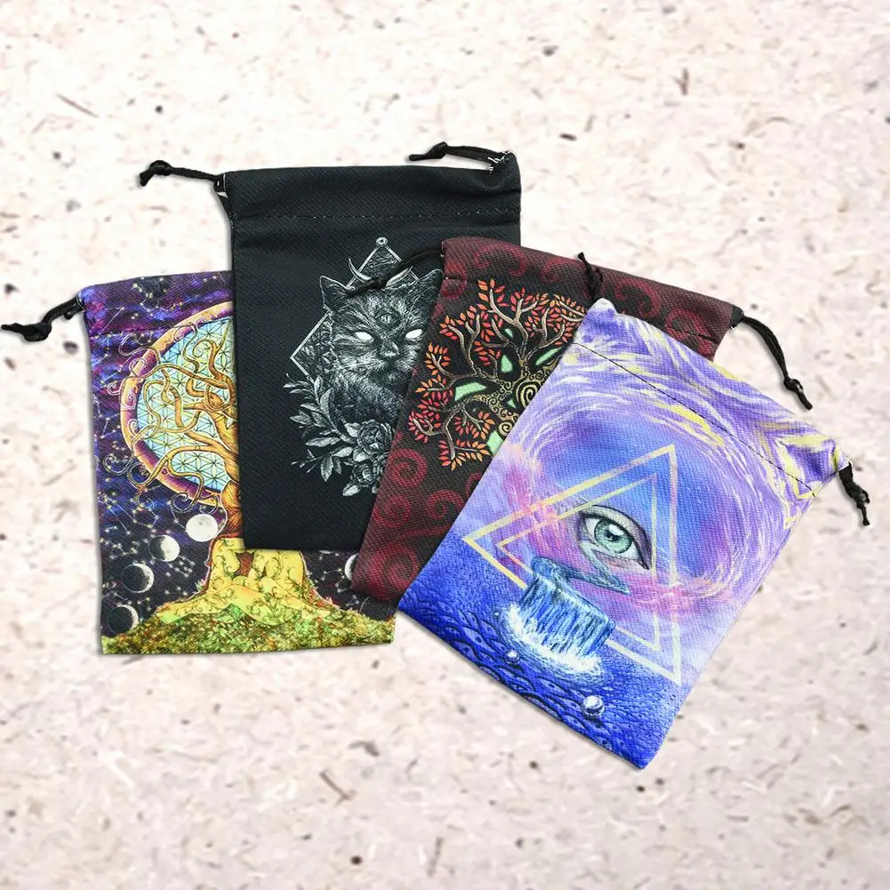 

13x18cm Tarot Card Storage Bag Double-sided Printing Composite Velvet Home Accessories Gift Tarot Drawstring Bag Jewelry Pouch