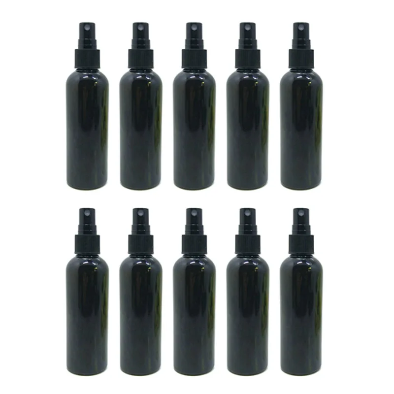 10pcs Refillable Bottles 100ml Black PET Plastic Spray Bottle Travel Empty Small Spray Bottle Empty Perfume Container Atomizer