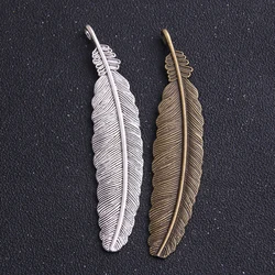 2pcs 21*104mm Two Color Copper Feather Plumage Charms Pendants Bookmark For Books For DIY Jewelry Making Findings