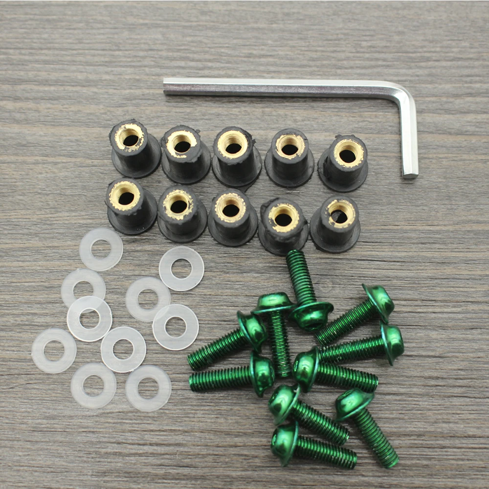 Fotografia 6: Kits de parafusos para para-brisa de motocicleta, 10 tamanhos de 5mm, universal, para kawasaki honda e yamaha
