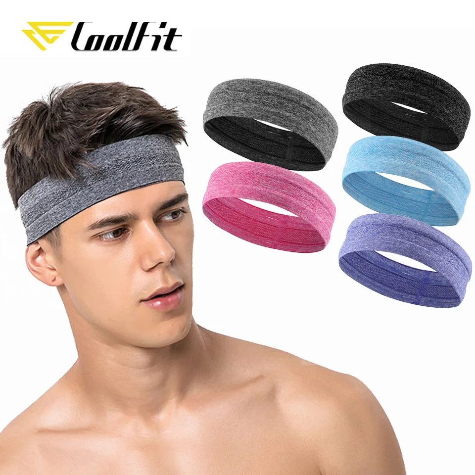 CoolFit Elastic Sweatband Sport Gym Headband Anti-Slip Breathable Basketball Fitness Yoga Volleyball Cycling Hair Band Hair Wrap